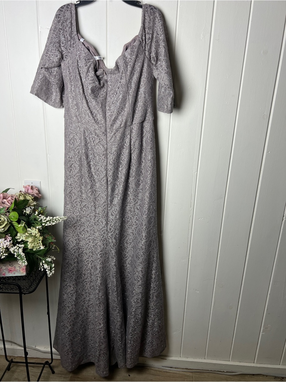 OLEG CASSINI Off-the-Shoulder Three-Quarter Sleeve Lace Sheath NWT - Picture 7 of 16